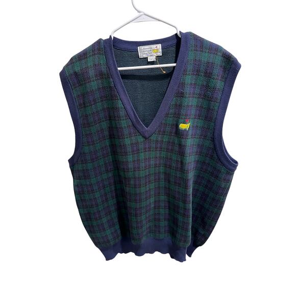 Augusta National Golf Shop Sweater Vest XXL Slazenger Green Plaid Masters Logo - Picture 1 of 15